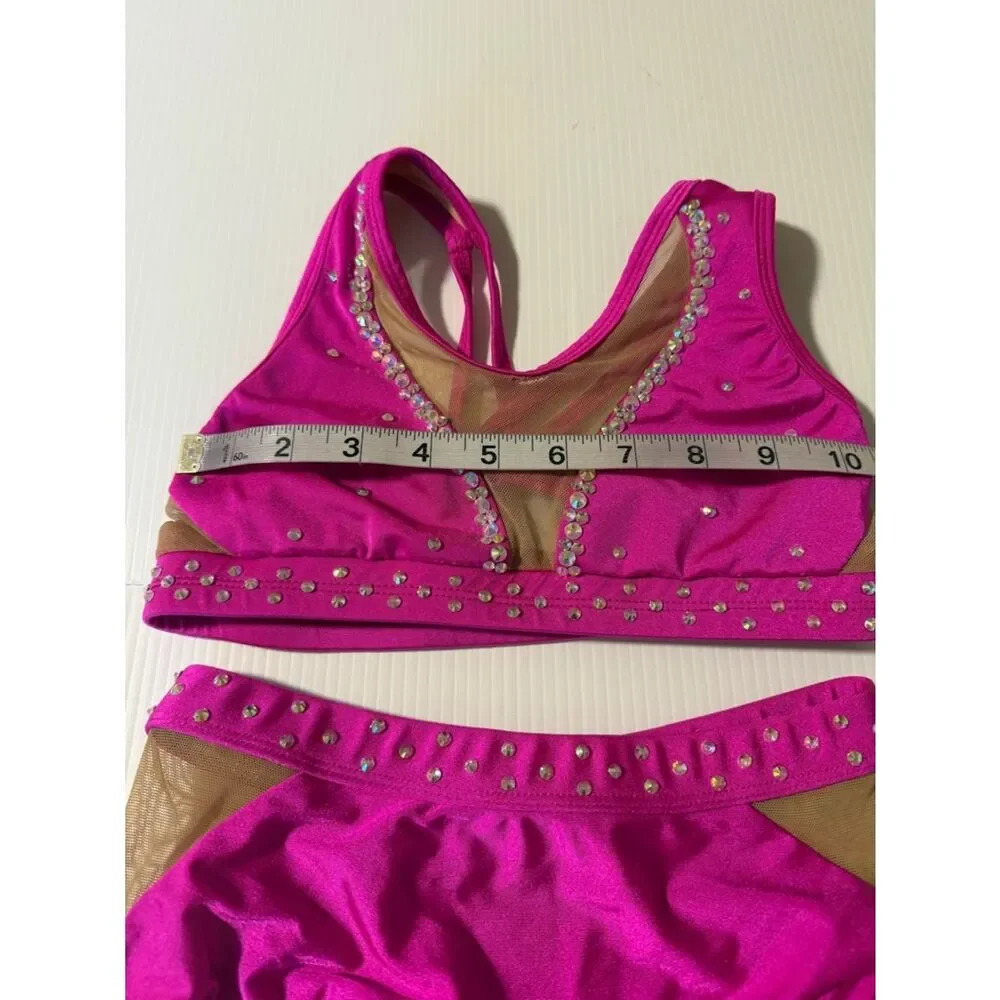Opra solo custom dance costume leotard 2 piece hot pink illusion MC/LC child